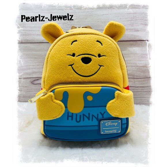 Loungefly Winnie the Pooh Felt Chenille Hunny Tummy Honey Pot Figural Backpack - Picture 1 of 6